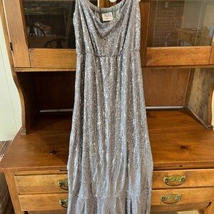 Silver Sequin Maternity or Evening Gown